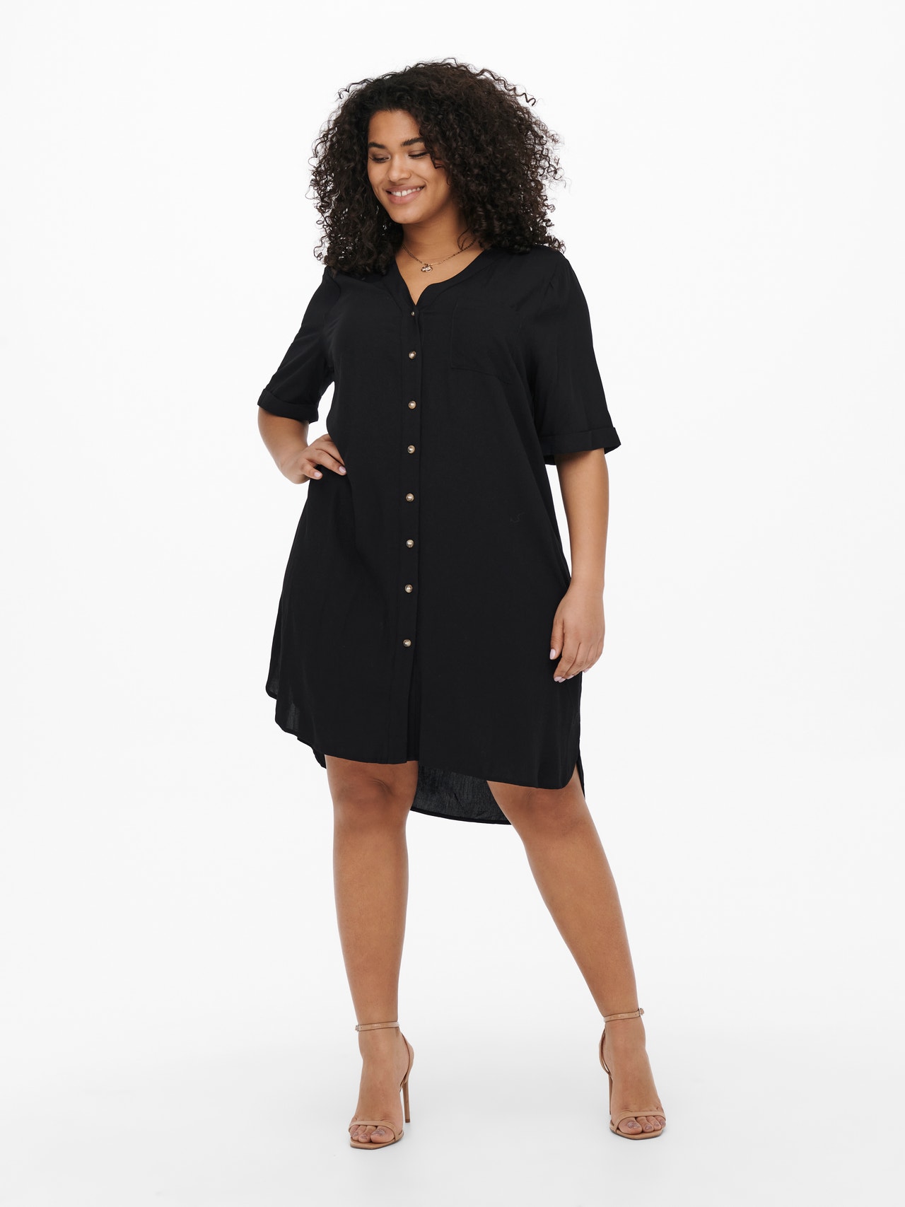 ONLY Curvy viscose Shirt Dress -Black - 15263335
