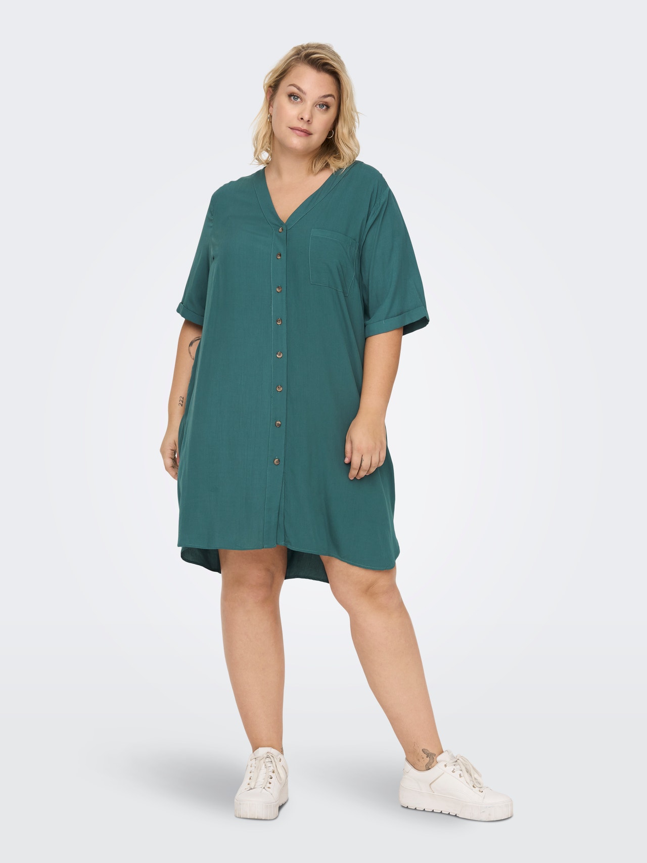 ONLY Curvy viscose Shirt Dress -Balsam - 15263335
