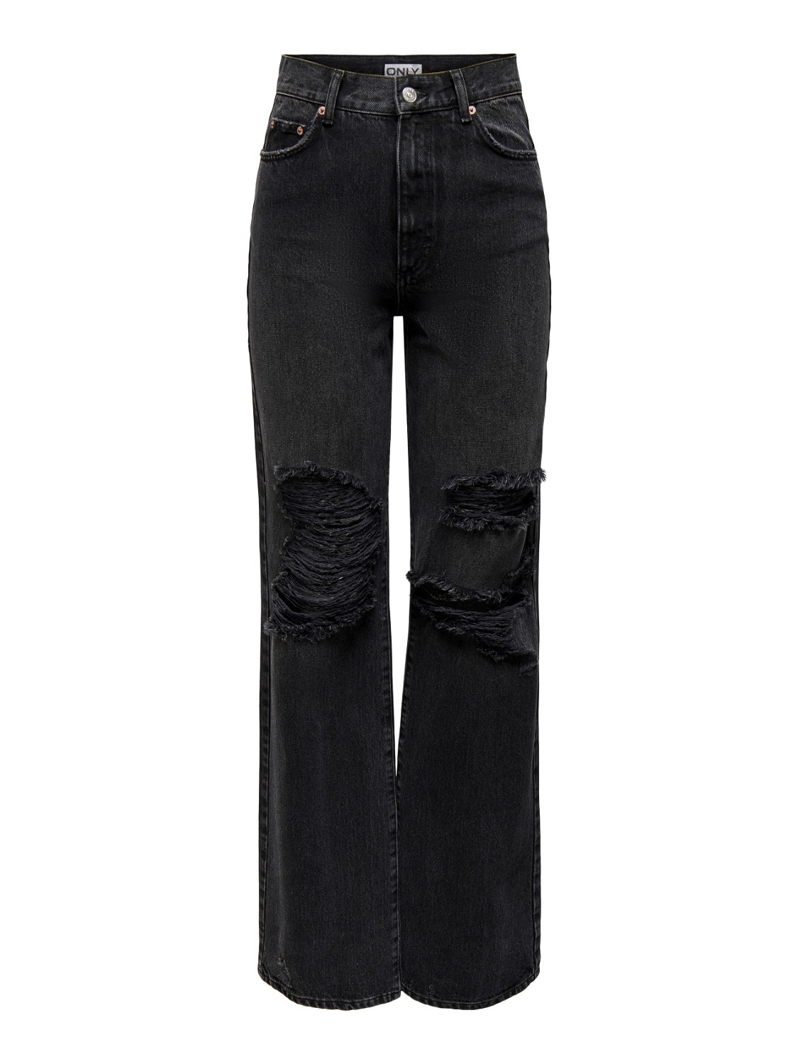 ONLY ONLCAMILLE - LARGE jean taille haute -Washed Black - 15263461