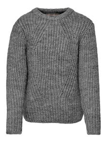 ONLY Solid colored Knitted Pullover -Medium Grey Melange - 15263464