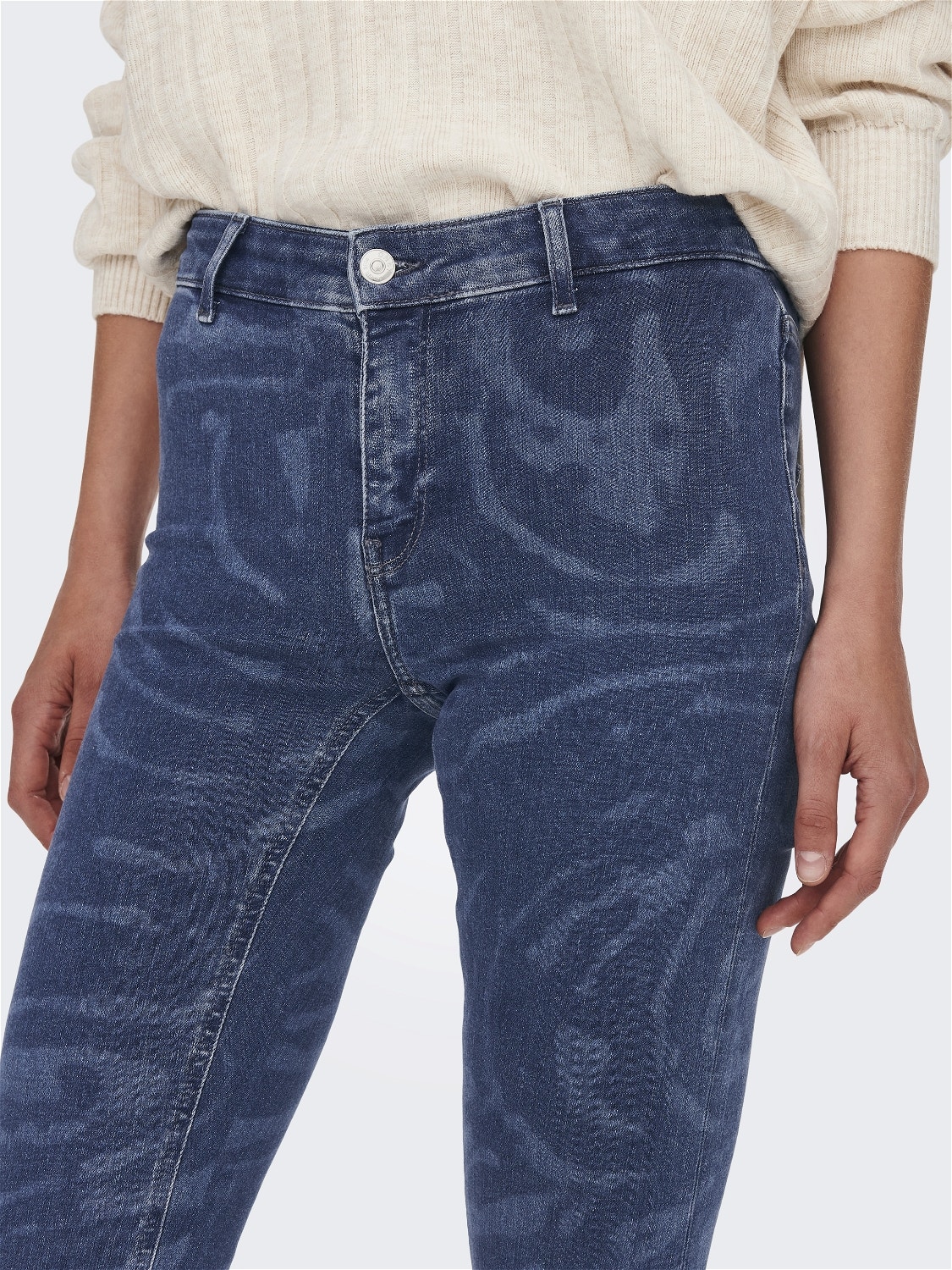ONLY ONLBlush Mid Print Flared Jeans -Medium Blue Denim - 15263487