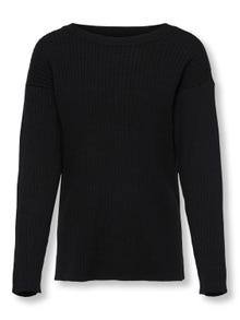 ONLY Enfärgad Stickad tröja -Black - 15263490