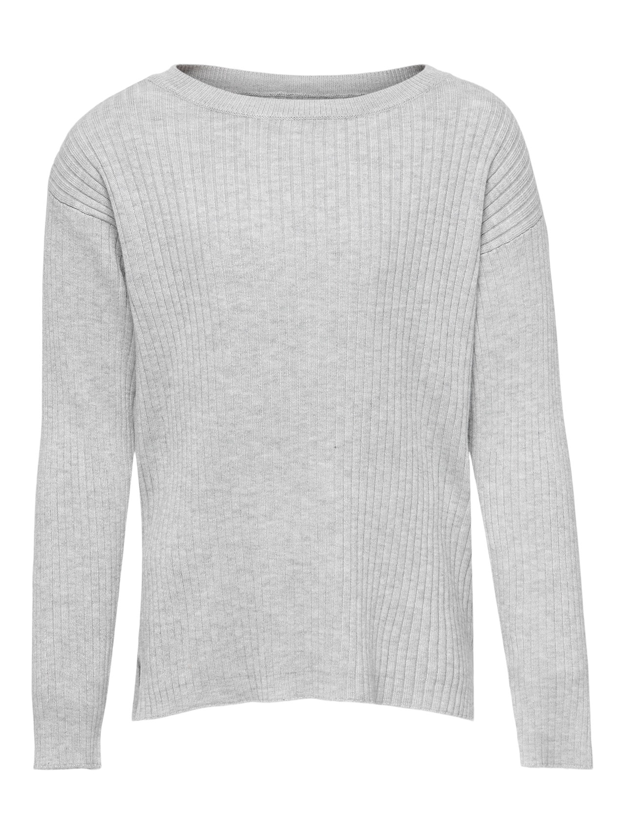 ONLY Enfärgad Stickad tröja -Light Grey Melange - 15263490