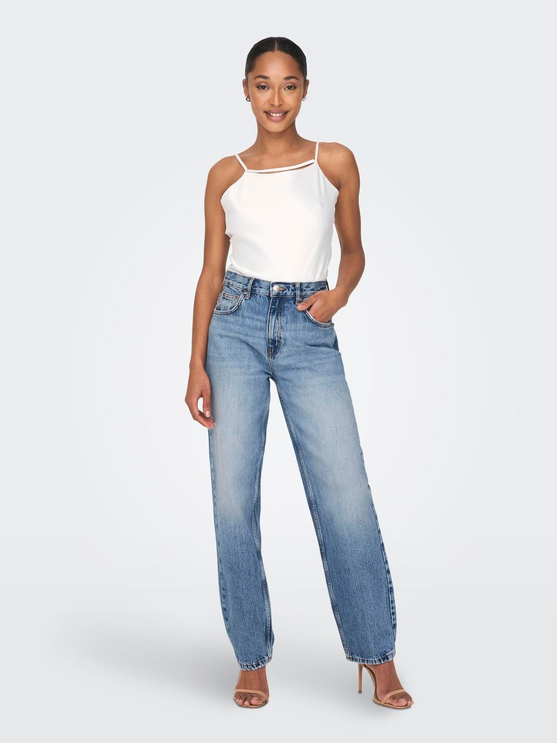 ONLY ONLRobyn High Waist Staight Jeans -Medium Blue Denim - 15263588
