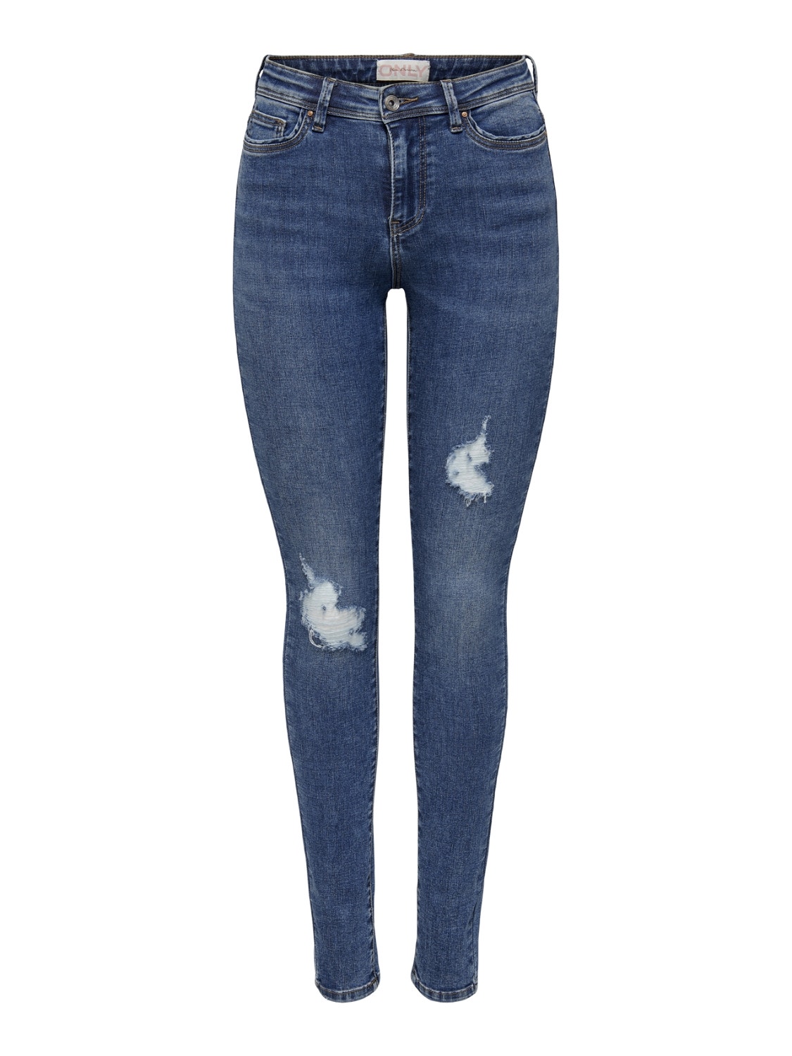ONLY Skinny Fit Mittlere Taille Offener Saum Jeans -Dark Blue Denim - 15263734