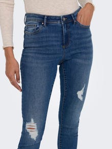 ONLY Skinny Fit Mittlere Taille Offener Saum Jeans -Dark Blue Denim - 15263734