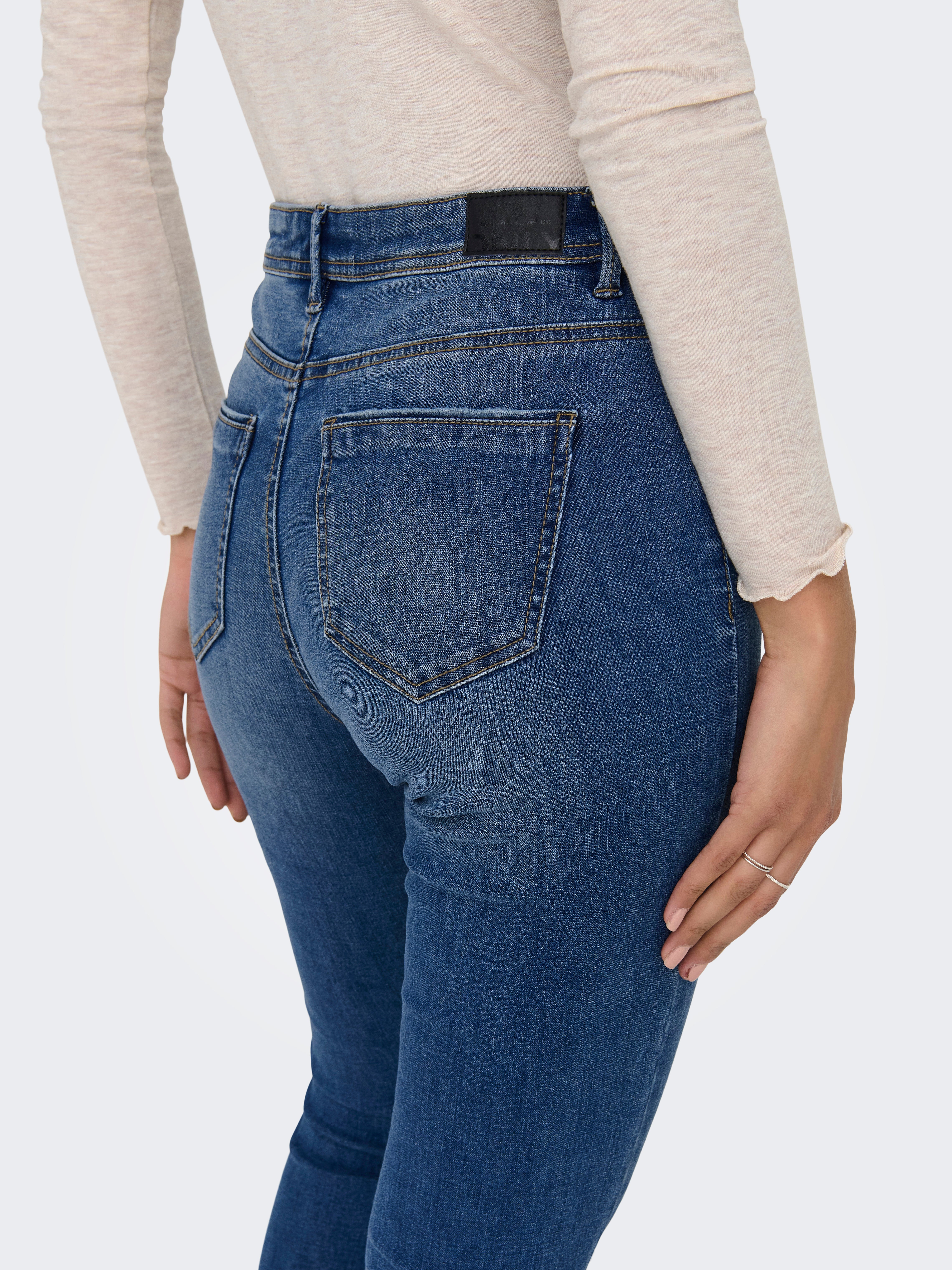 ONLWAUW Mittlere Taille Skinny Fit Jeans | Dunkelblau | ONLY®