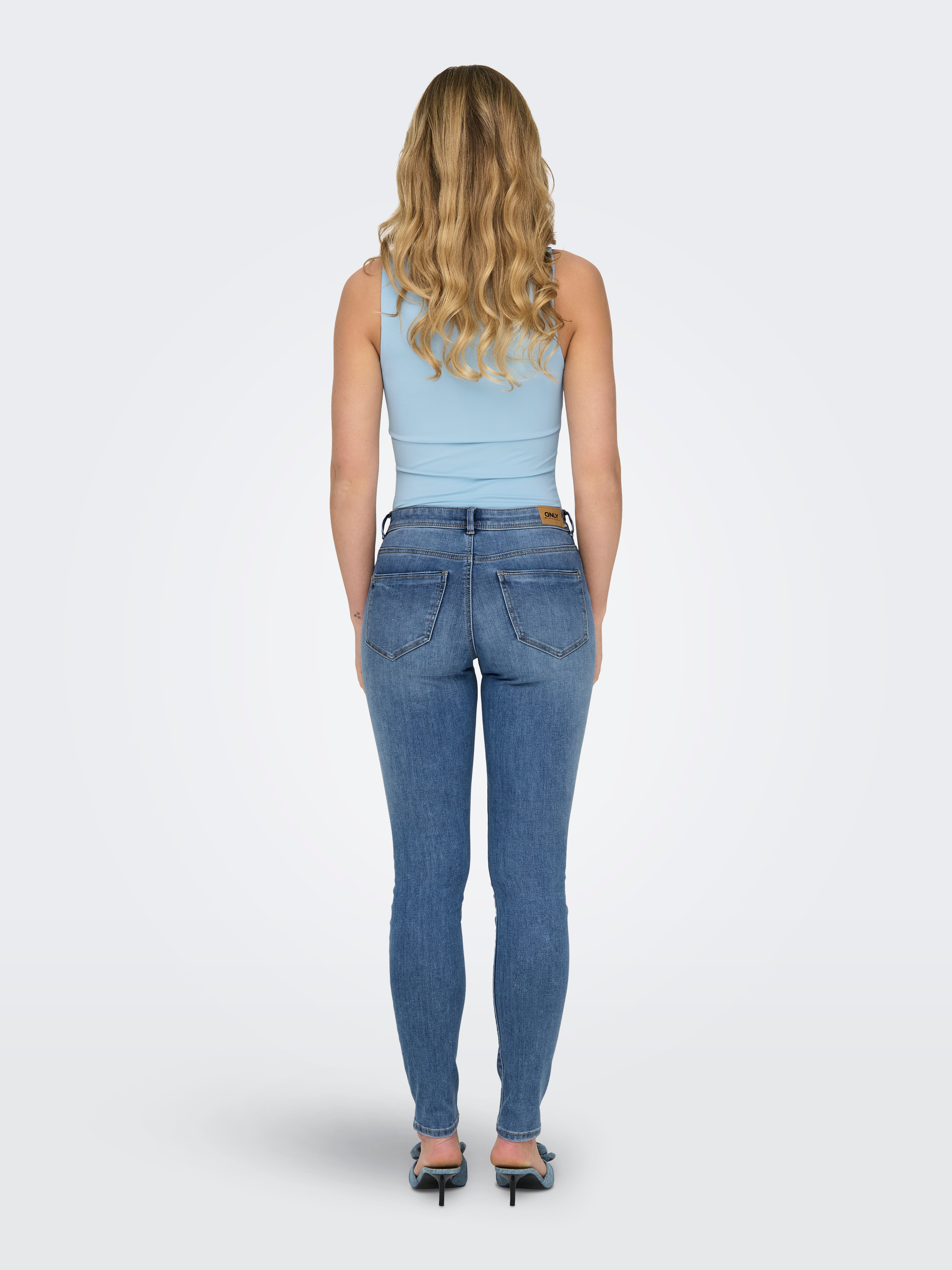 ONLWAUW Mittlere Taille Skinny Fit Jeans | Mittelblau | ONLY® 