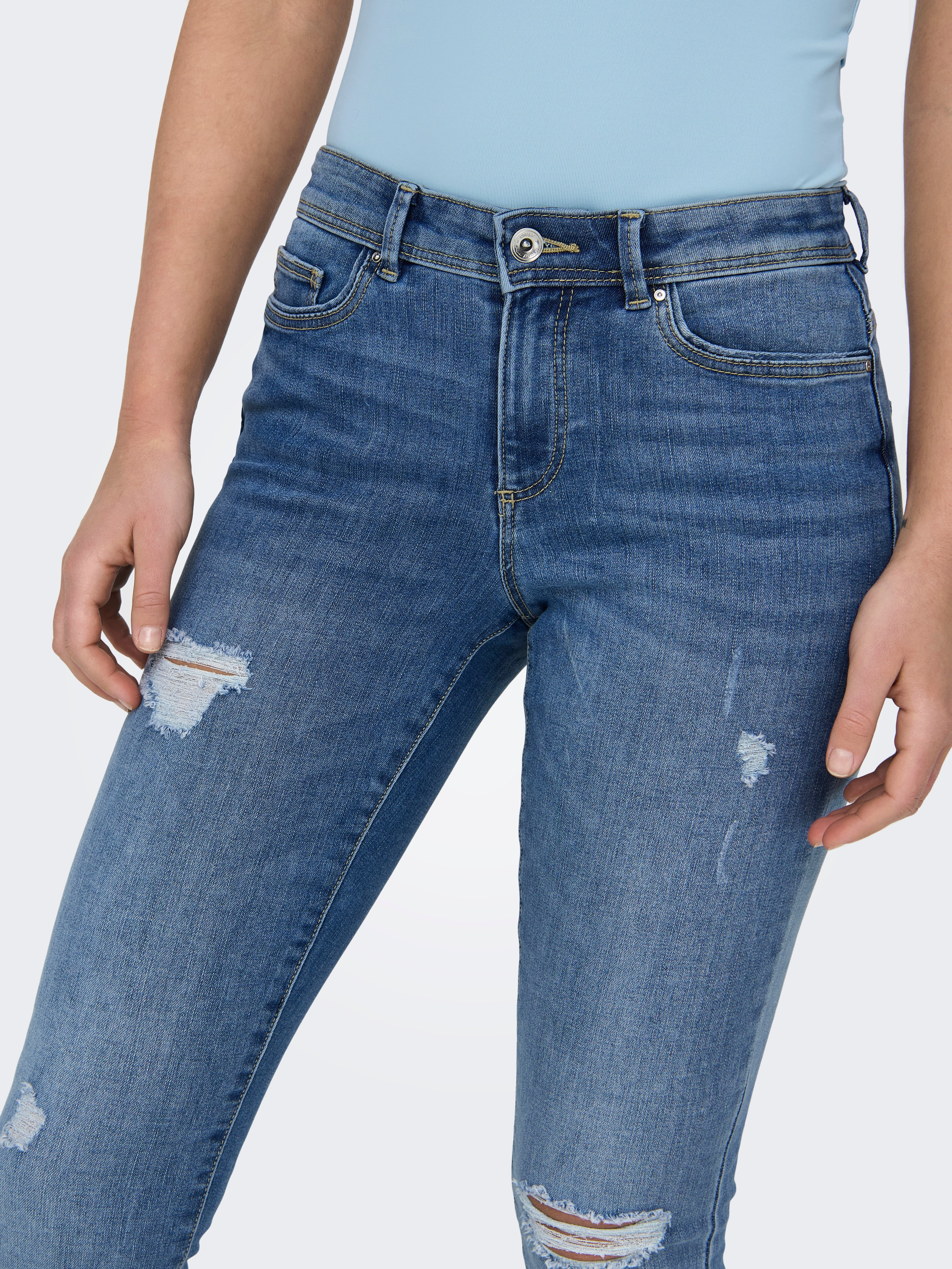ONLWAUW Mittlere Taille Skinny Fit Jeans | Mittelblau | ONLY®