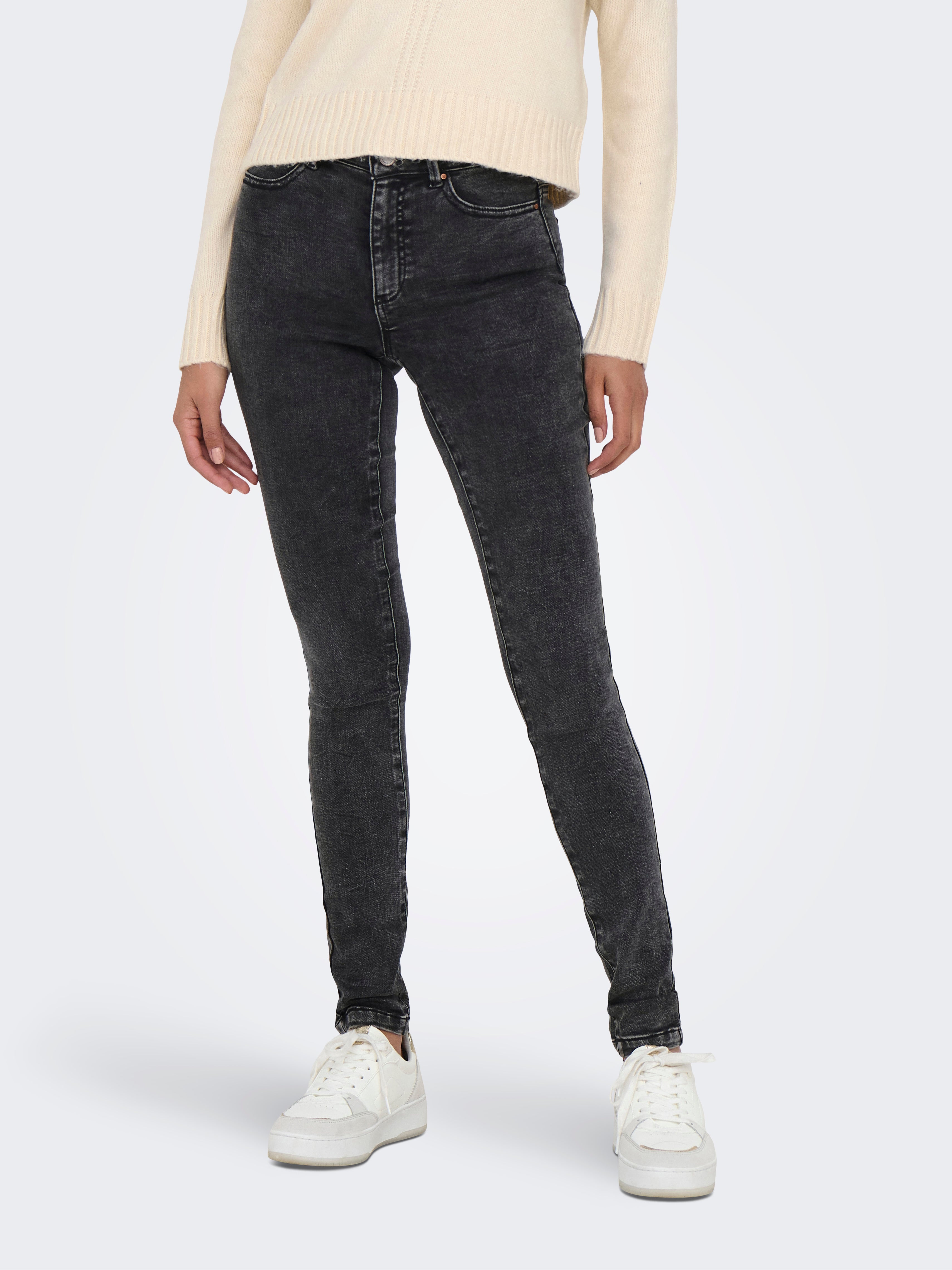 ONLFOREVER Hohe Taille Skinny Fit Jeans | Schwarz | ONLY®