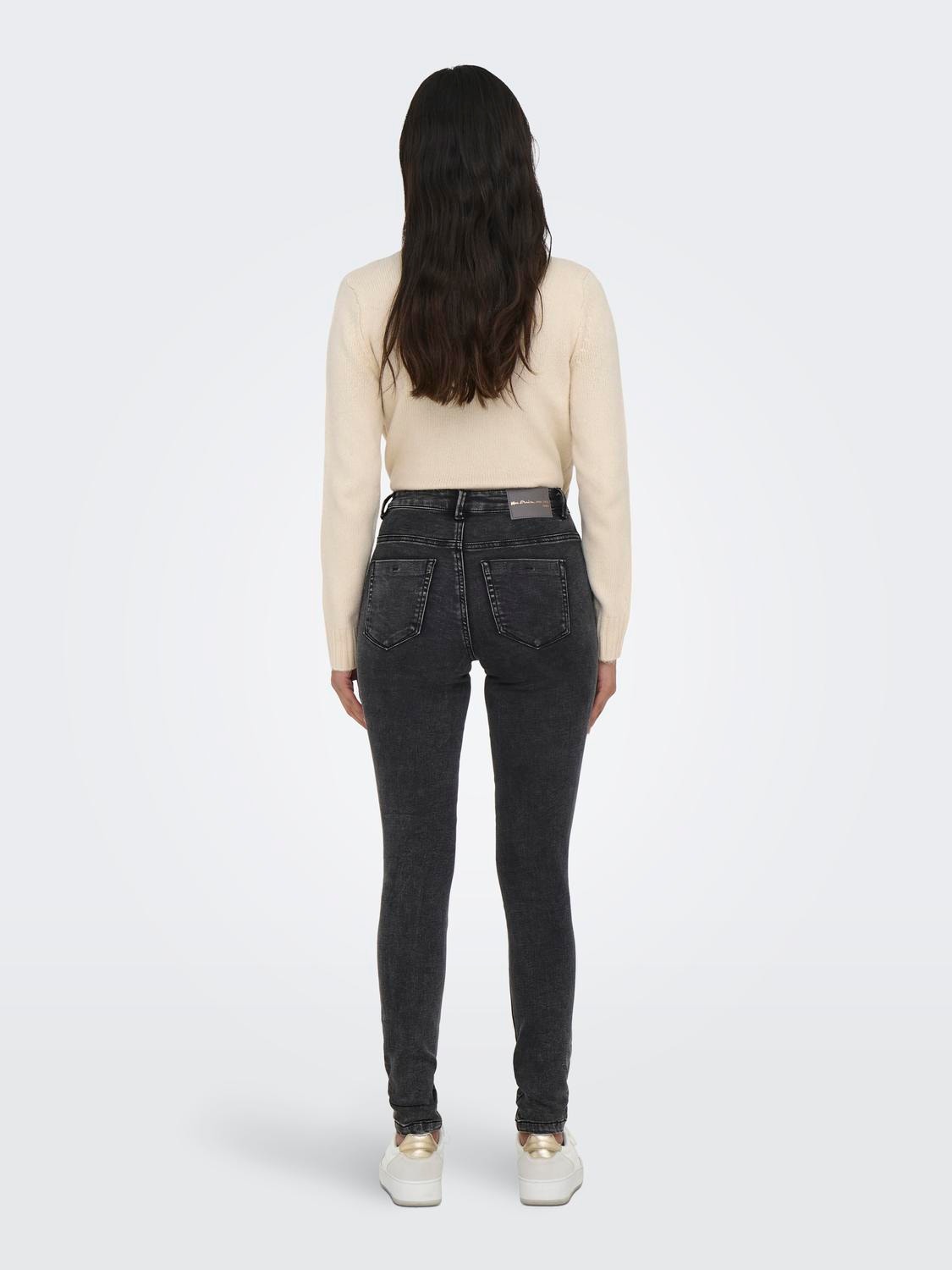 ONLY Skinny Fit High waist Jeans -Washed Black - 15263736