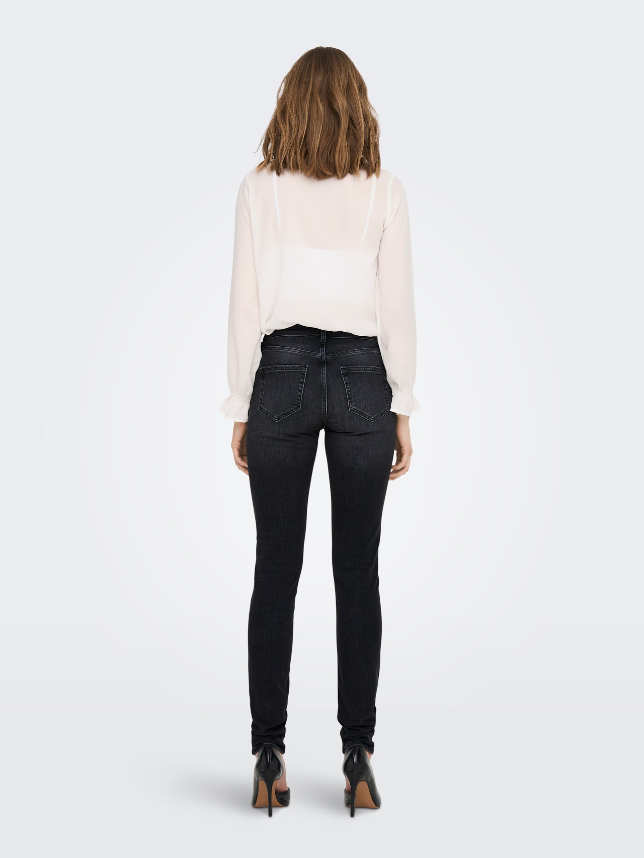 ONLY ONLBLUSH MID WAIST SKINNY JEANS -Washed Black - 15263747
