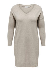 ONLY Curvy v-neck knitted dress -Mocha Meringue - 15263791