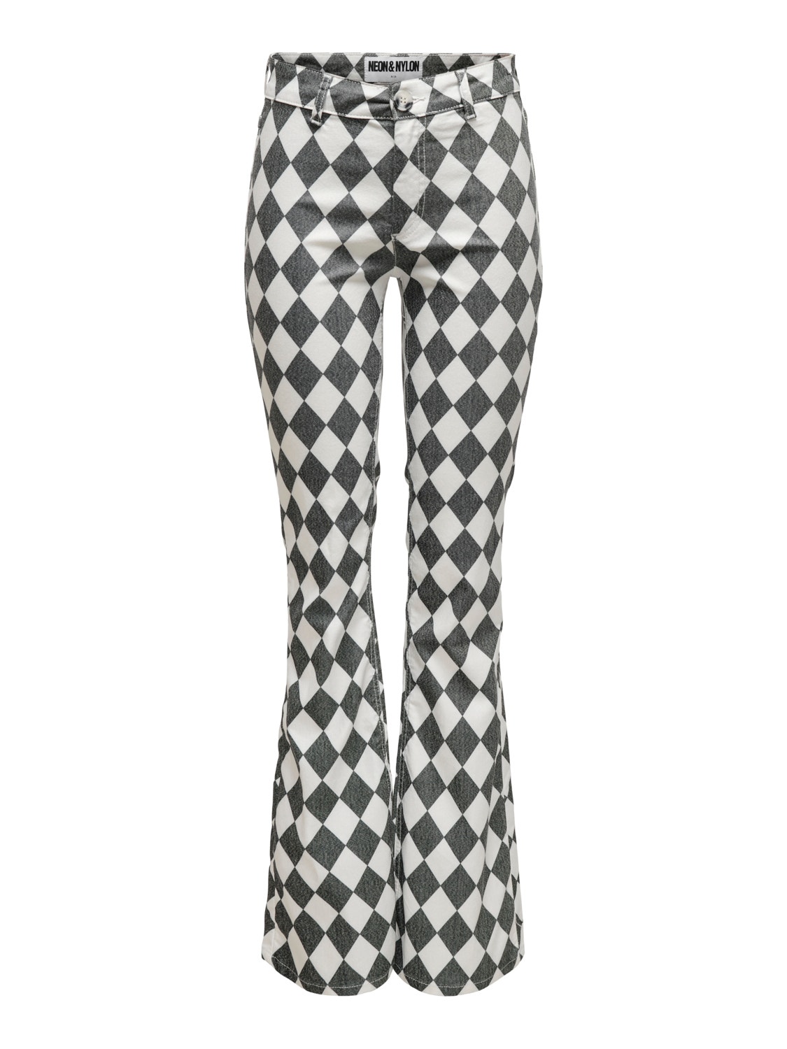 ONLY Patterned flared Trousers -Cloud Dancer - 15263926