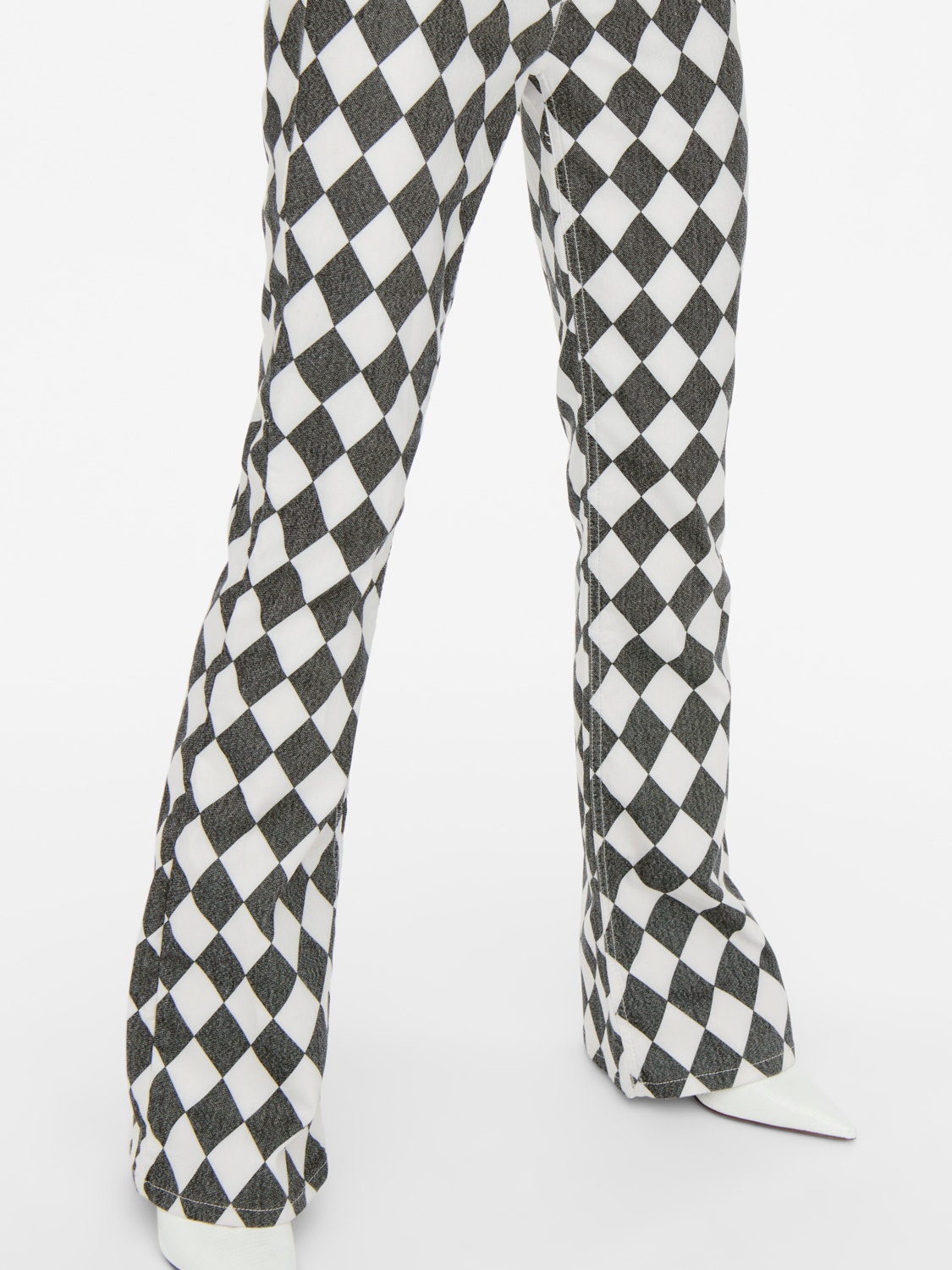 ONLY Patterned flared Trousers -Cloud Dancer - 15263926
