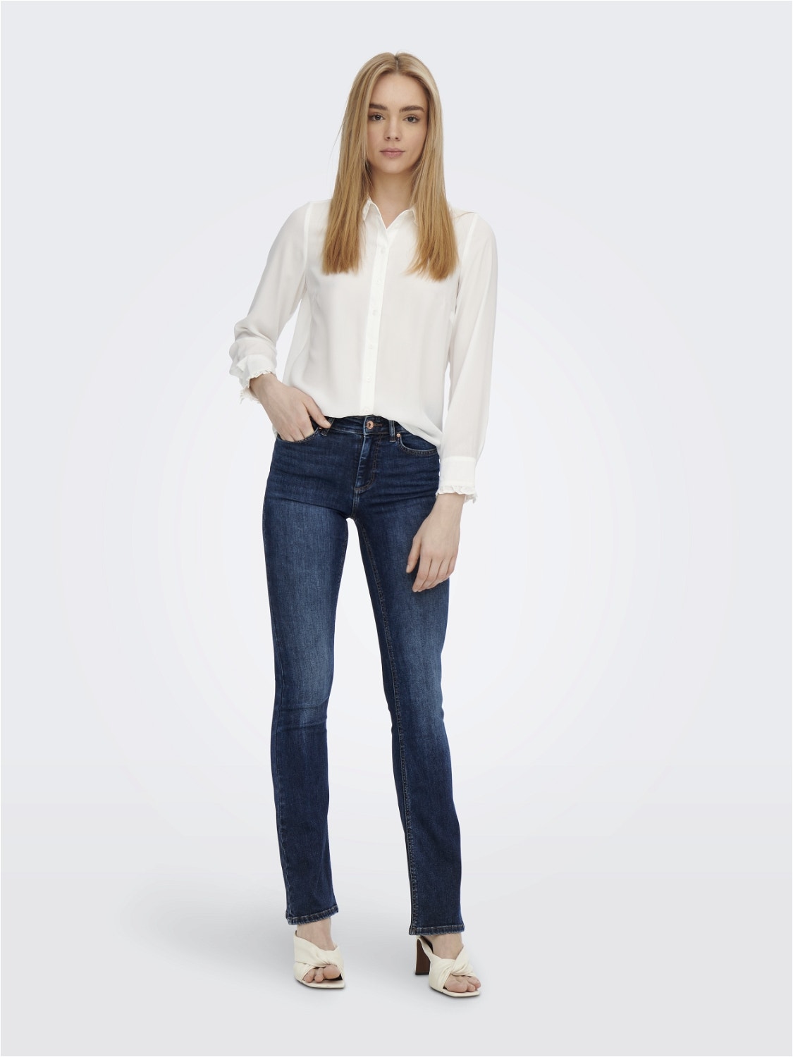 ONLY Jeans Flared Fit Taille moyenne -Dark Blue Denim - 15264050