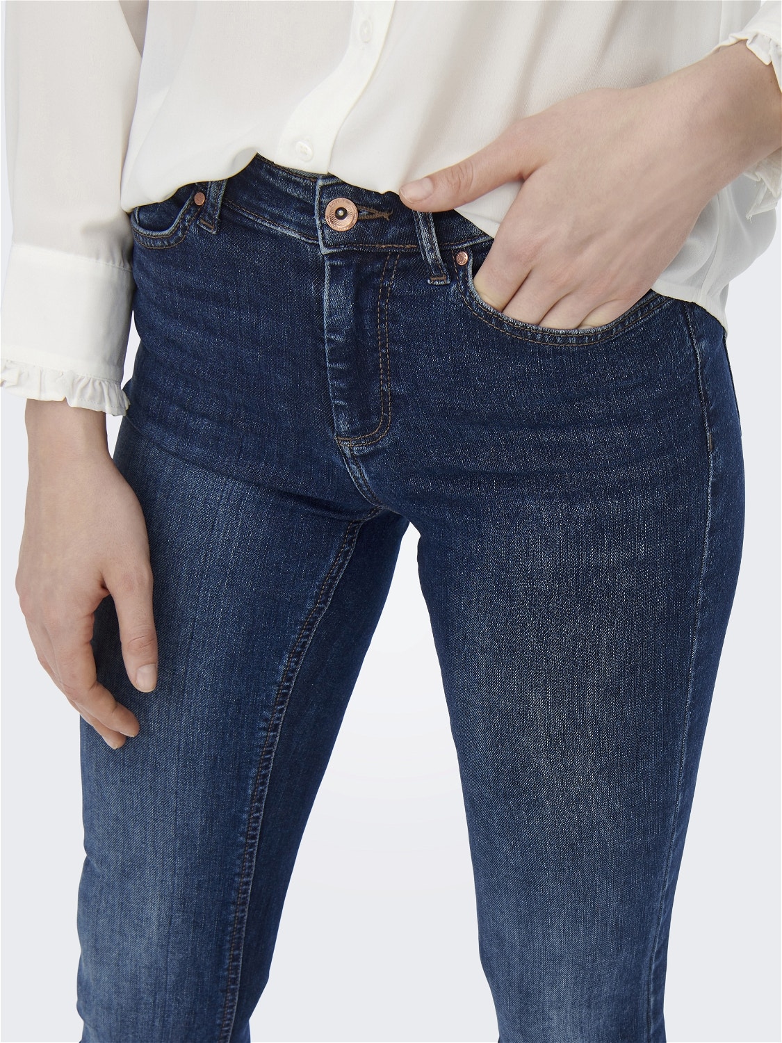 ONLY Flared Fit Mid waist Jeans -Dark Blue Denim - 15264050