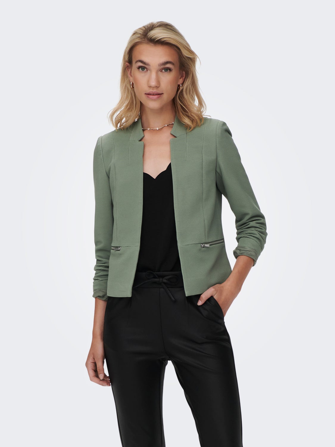 Only Tweed blazer groen-grijs zakelijke stijl Mode Blazers Tweed blazers 
