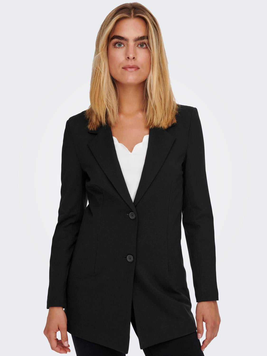 long black fitted blazer