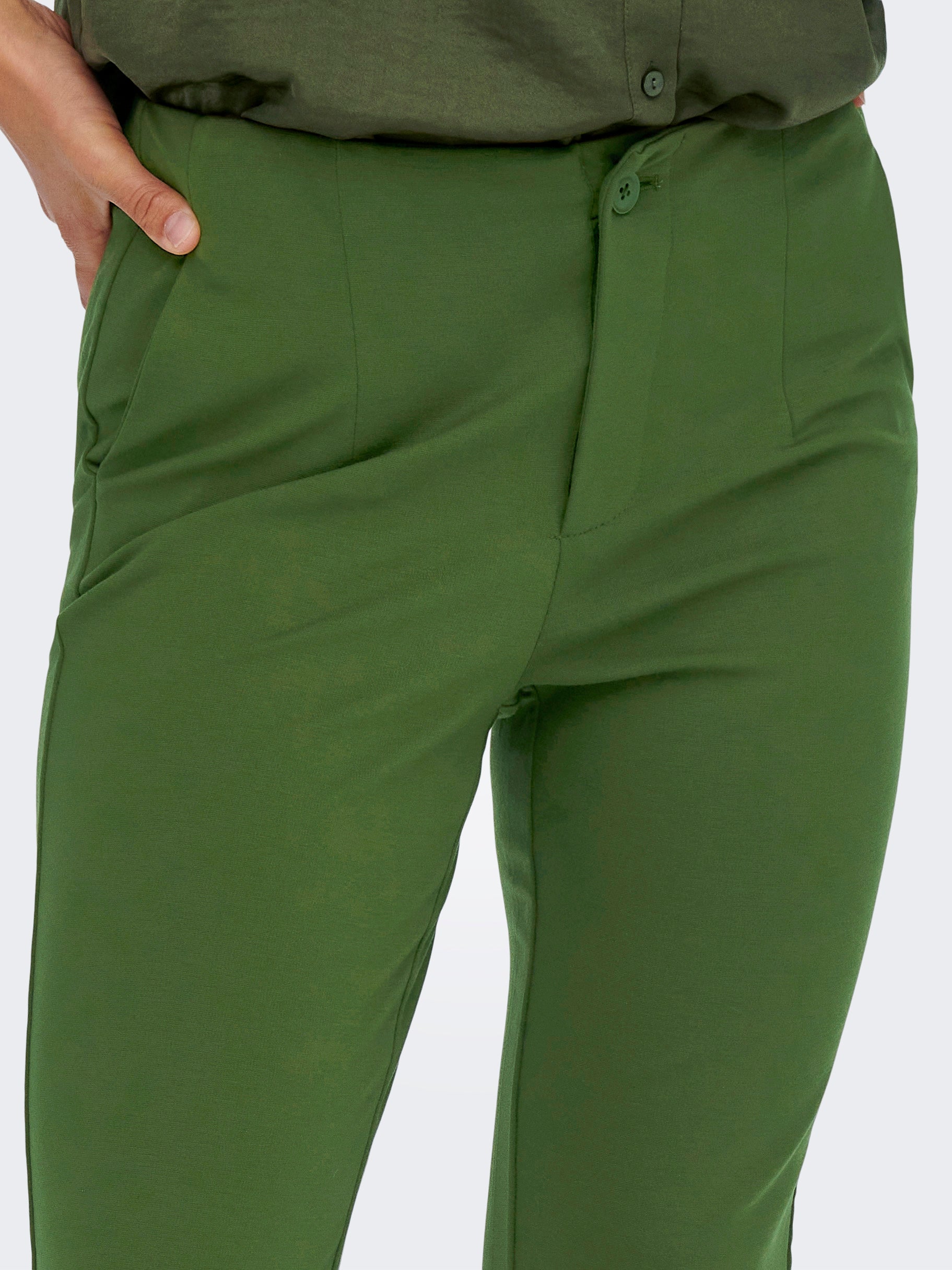 green slim fit trousers