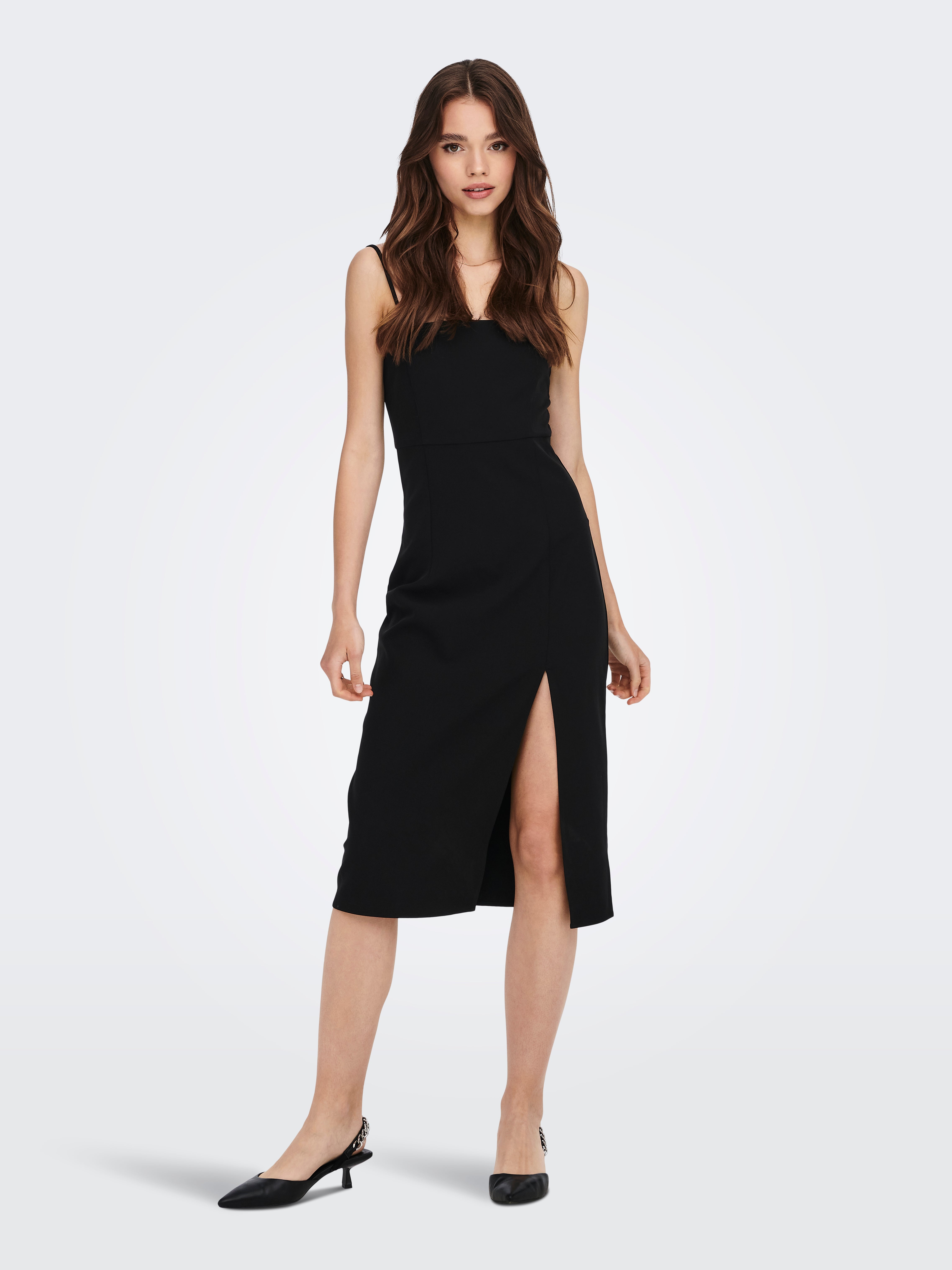 Midi dress with outlet splits