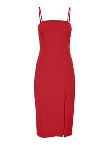 ONLY Slim Fit Square neck Thin straps Long dress -Mars Red - 15264245