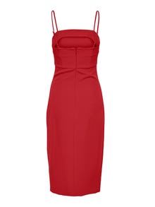 ONLY Slim Fit Square neck Thin straps Long dress -Mars Red - 15264245