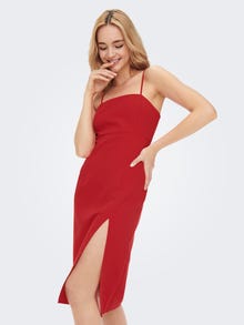 ONLY Slim Fit Square neck Thin straps Long dress -Mars Red - 15264245