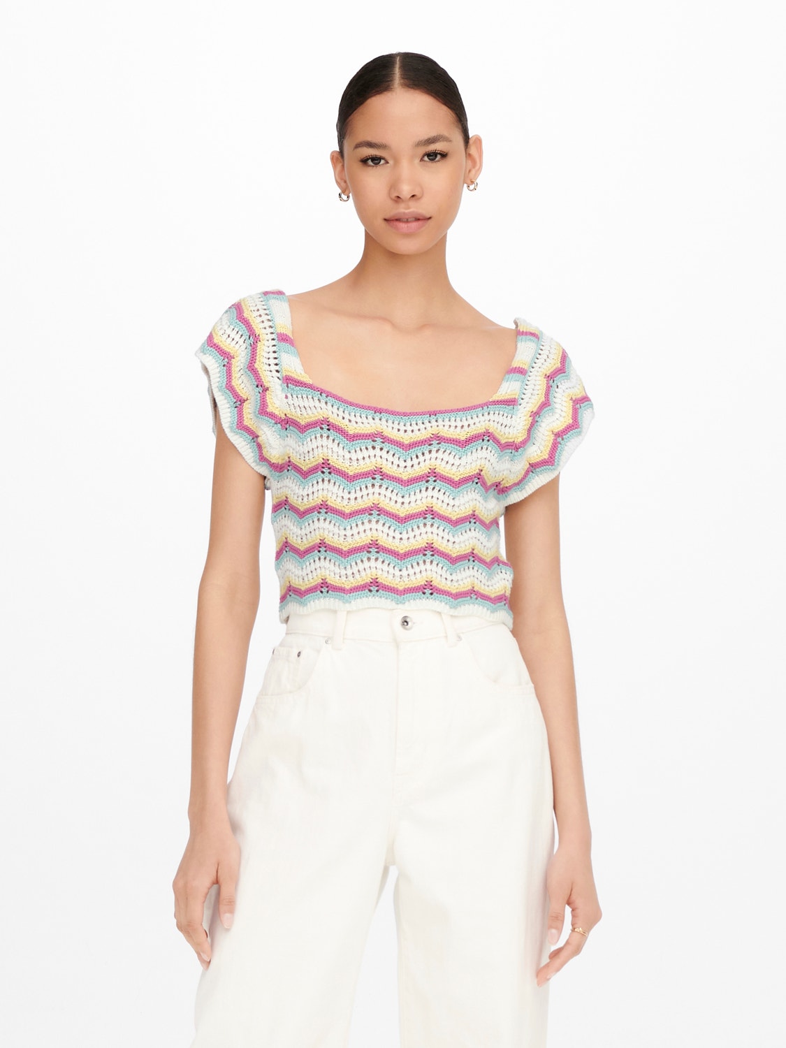ONLY Short Knitted Top -Cloud Dancer - 15264359