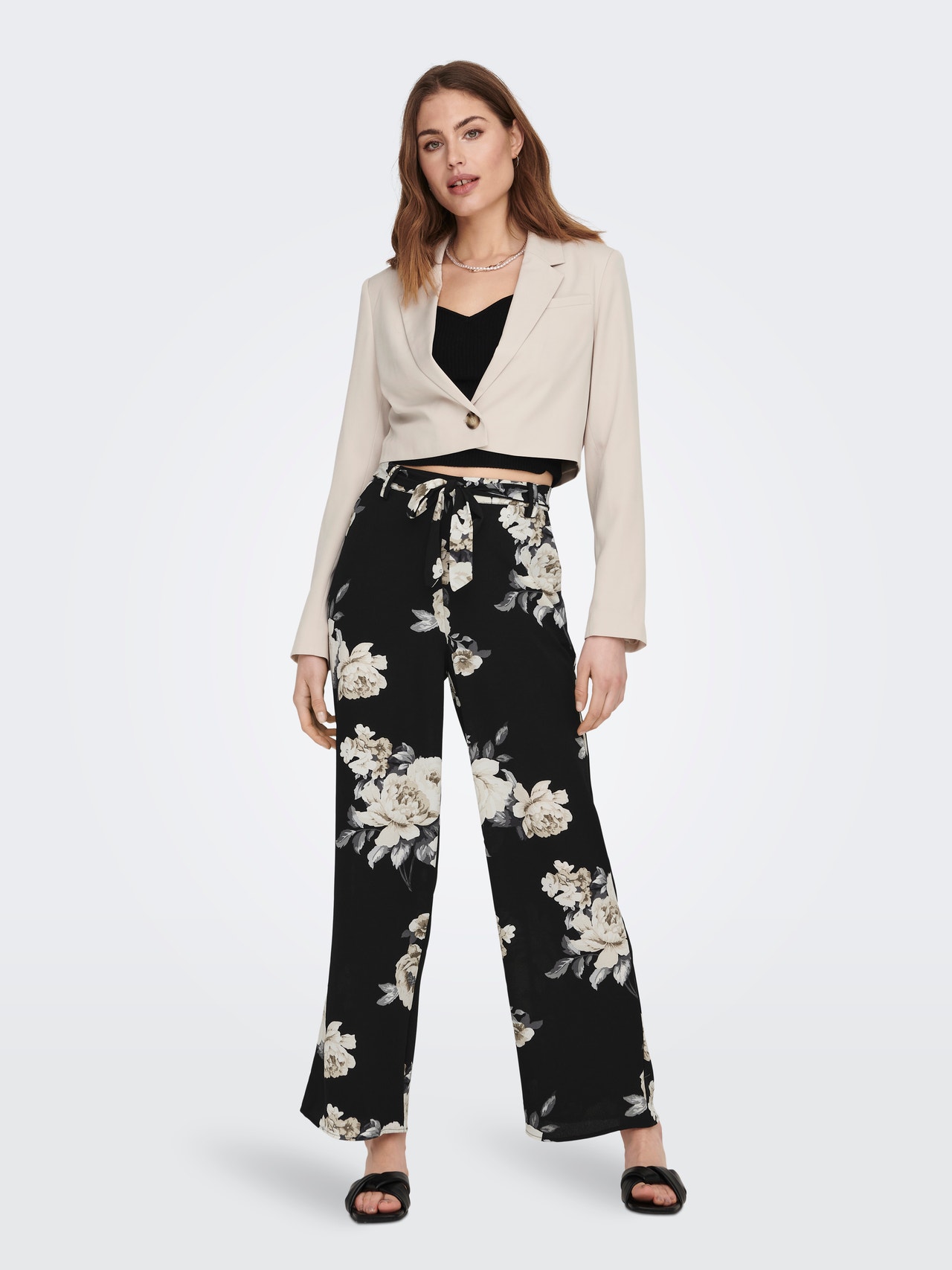 ONLY Patterned Trousers -Black - 15264449