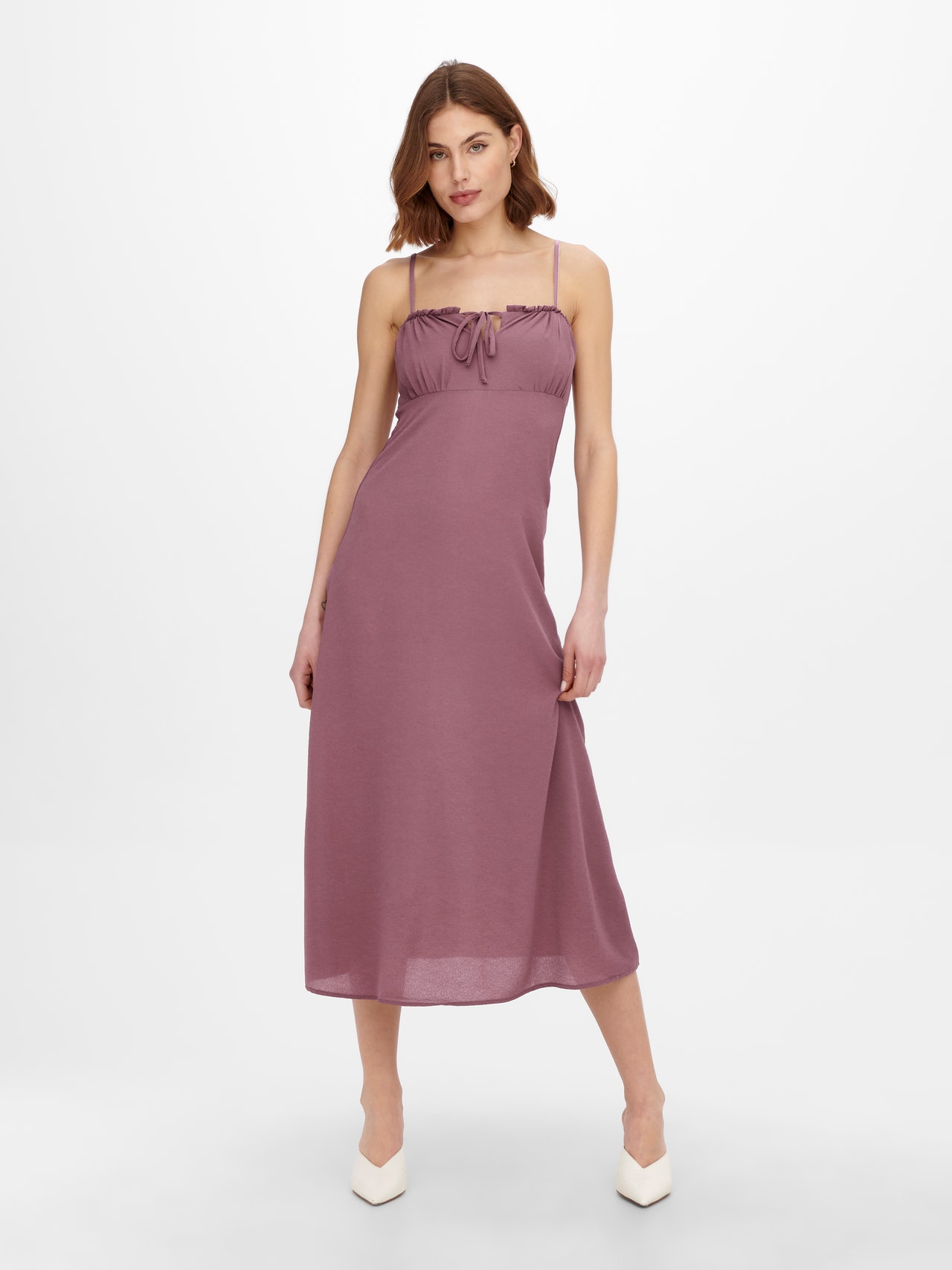 ONLY Effen gekleurd strap Midi jurk -Rose Brown - 15264454