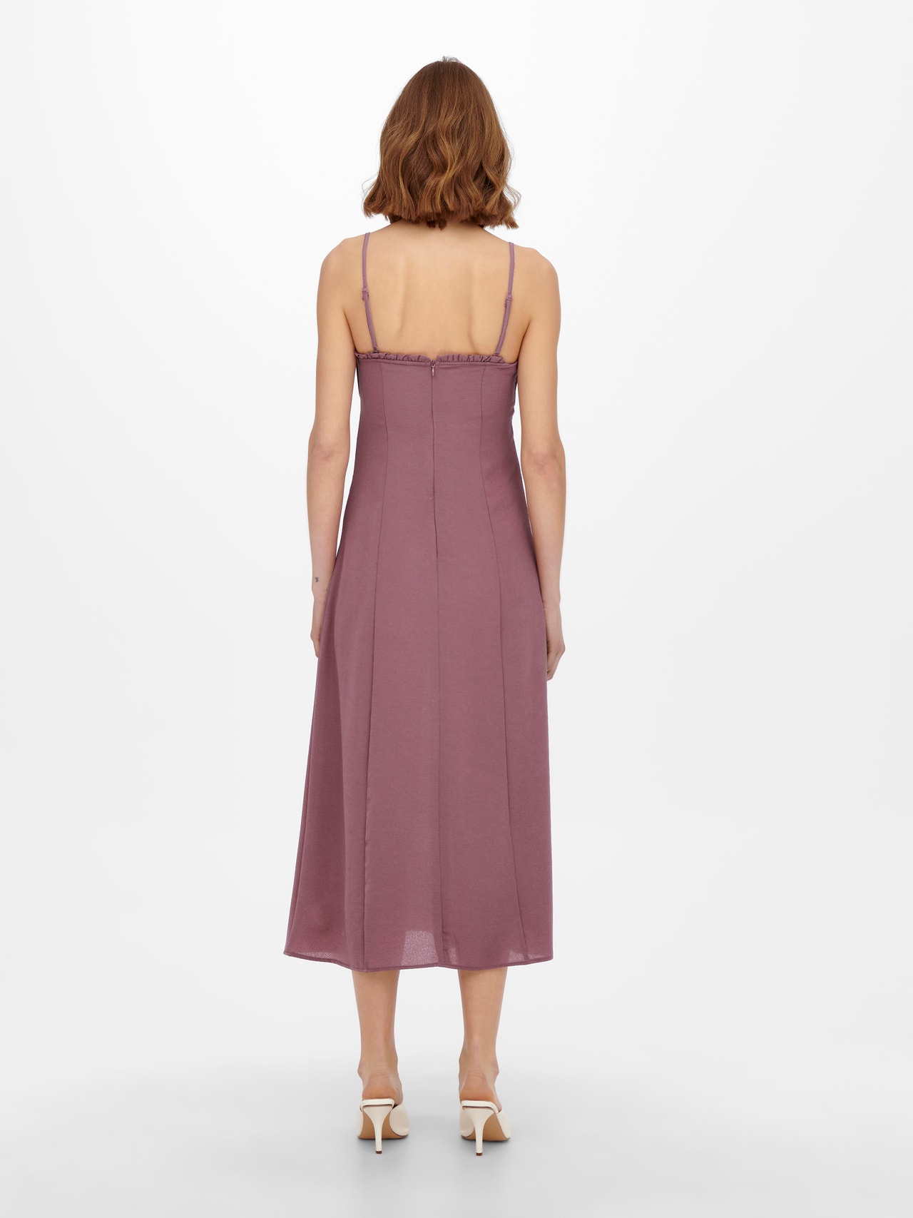 ONLY Regular Fit Round Neck Thin straps Long dress -Rose Brown - 15264454