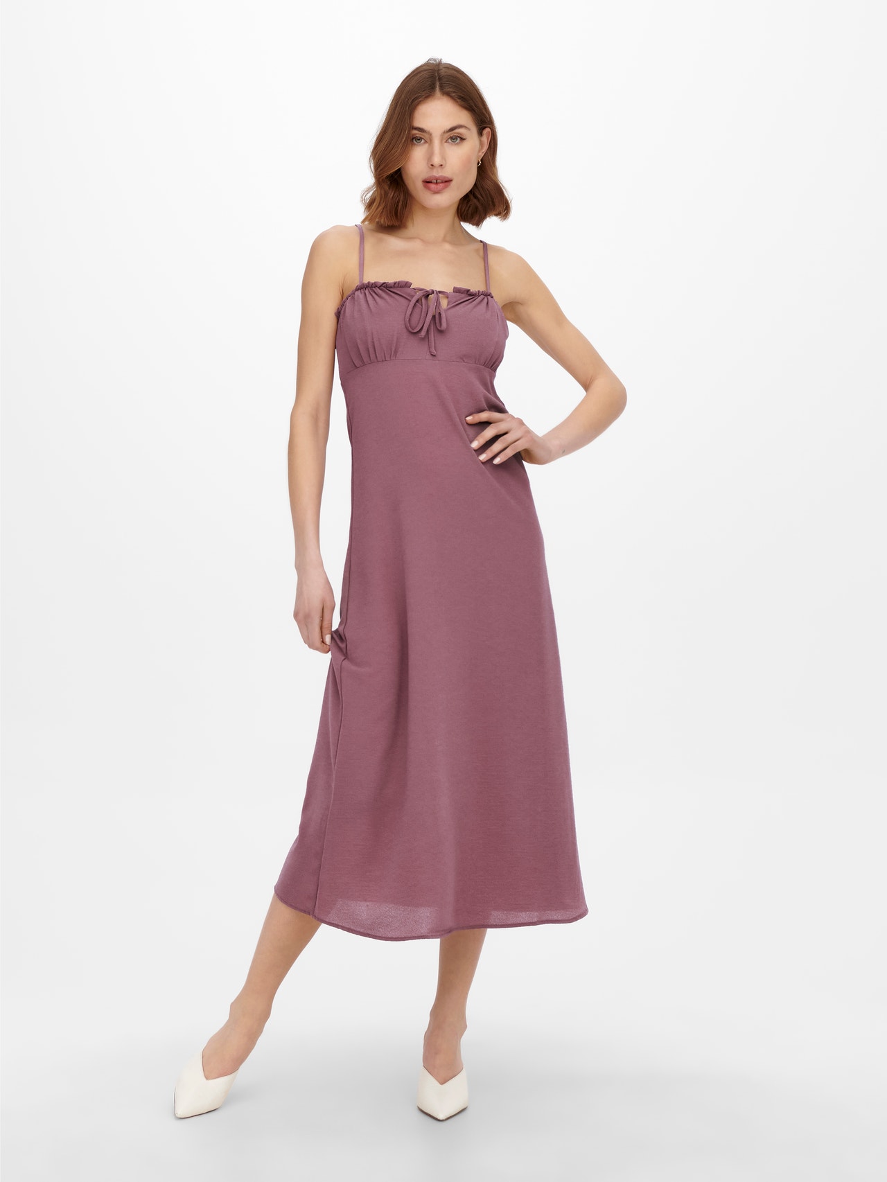 ONLY Regular fit O-hals Smalle bandjes Lange jurk -Rose Brown - 15264454