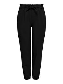 ONLY Loose Fit Mid waist Elasticated hems Trousers -Black - 15264613