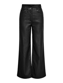 ONLY Modelo de talle alto cuero sintético Pantalones -Black - 15264688