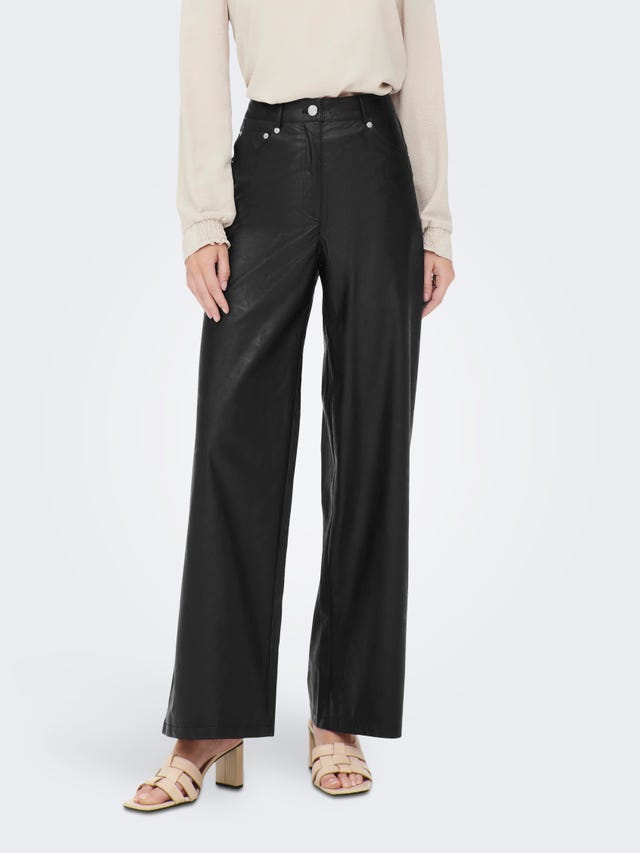 ONLY High waisted faux leather Trousers - 15264688
