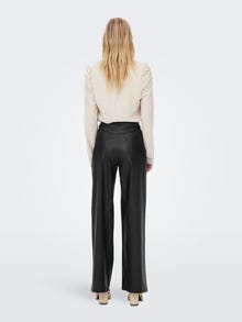 ONLY High waisted faux leather Trousers -Black - 15264688