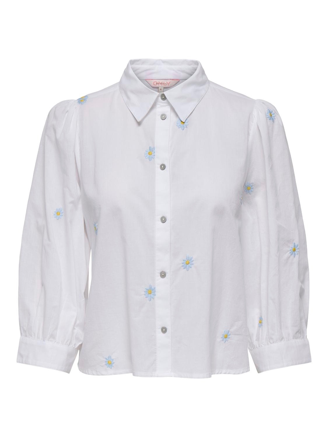 ONLY Cropped skjorte med volumenærmer -Bright White - 15264753
