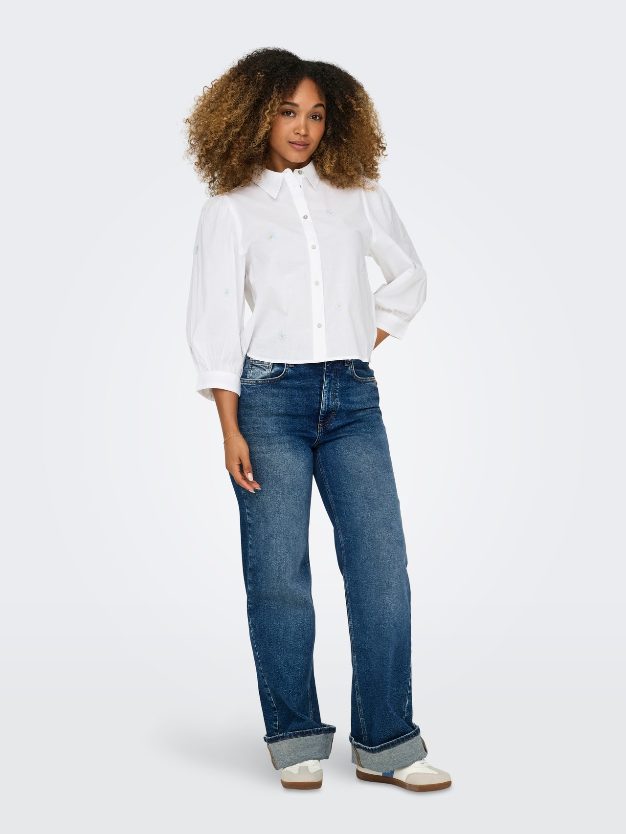 ONLY Boxy Fit Skjortekrage Mansjettknapper Volumermer Skjorte -Bright White - 15264753