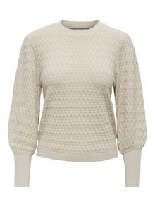 ONLY Regular Fit Round Neck High cuffs Volume sleeves Pullover -Pumice Stone - 15264797