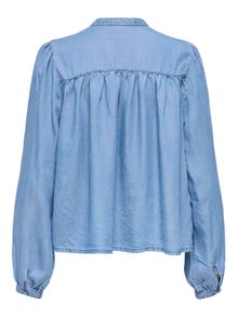 ONLY Denim blouse with puff sleeves -Medium Blue Denim - 15264836