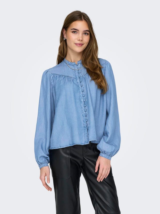 ONLY Relaxed Fit V-Neck Buttoned cuffs Puff sleeves Top - 15264836