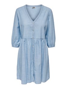 ONLY Regular fit V-Hals Korte jurk -Medium Blue Denim - 15264868