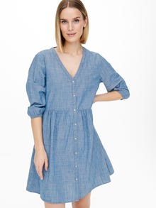 ONLY Regular Fit V-Neck Short dress -Medium Blue Denim - 15264868