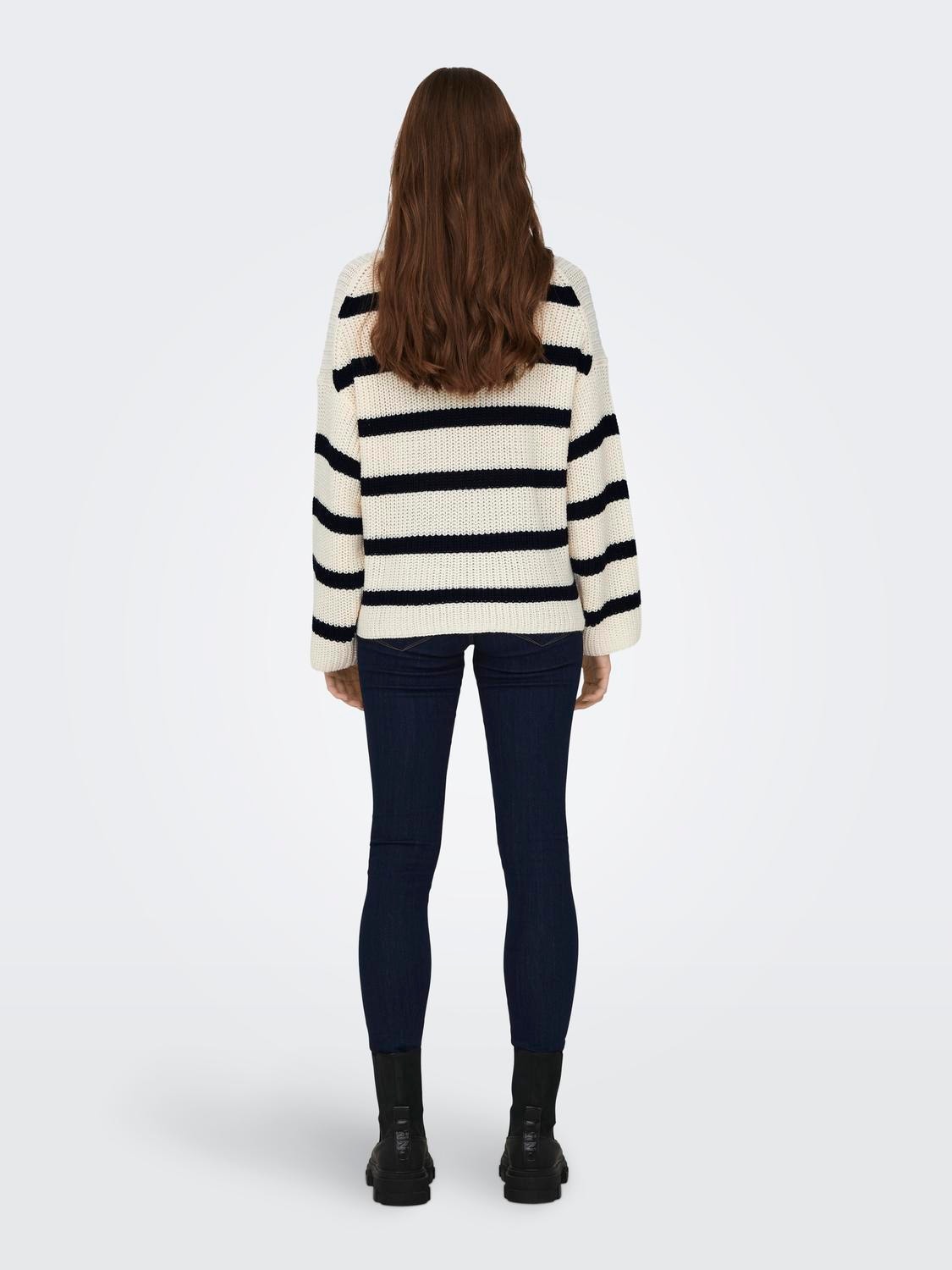 ONLY Striped Knitted Pullover -Eggnog - 15264902