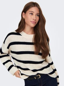 ONLY Striped Knitted Pullover -Eggnog - 15264902
