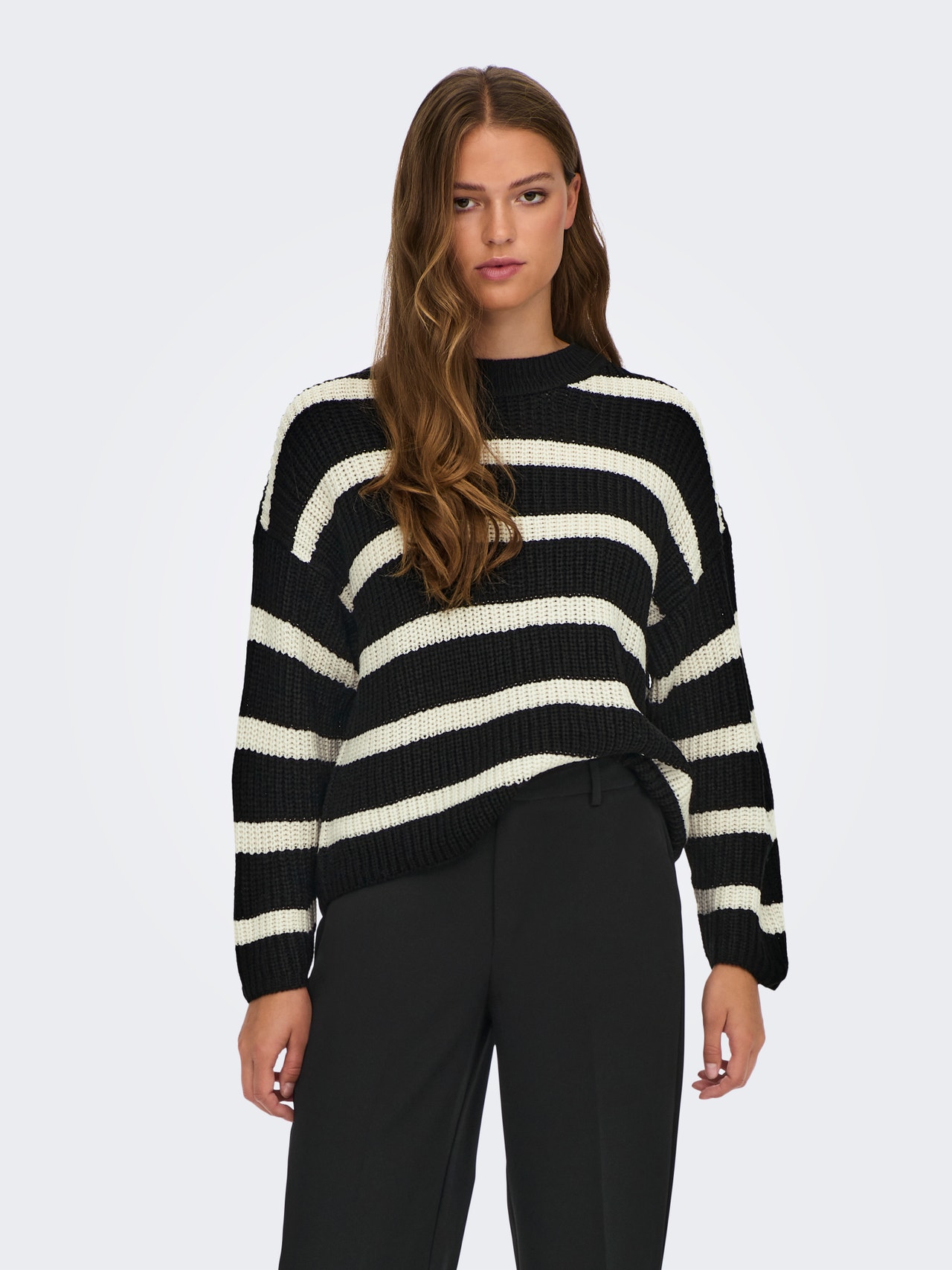 ONLY Striped Knitted Pullover -Black - 15264902