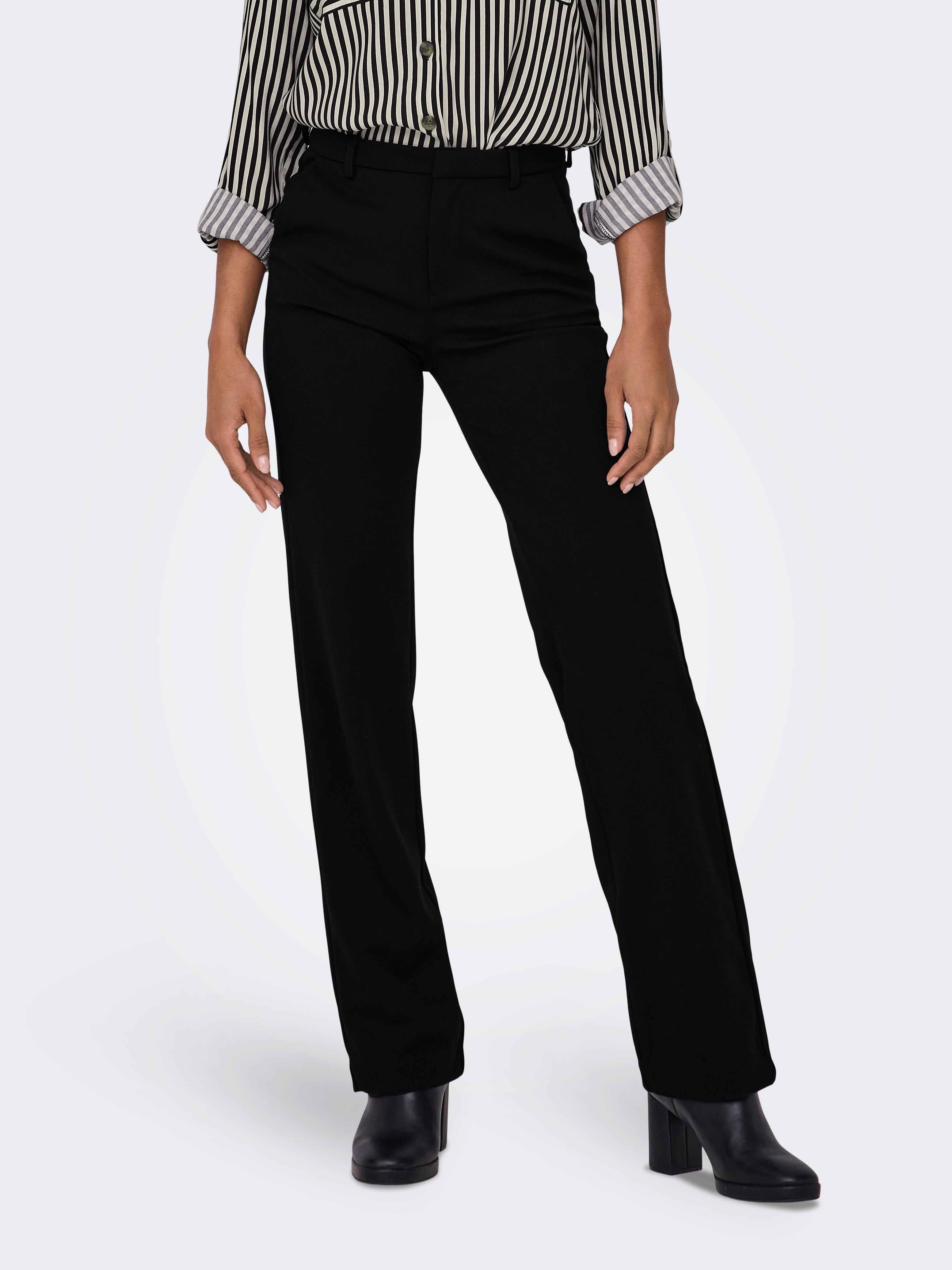 ONLRAFFY-YO Mittlere Taille Gerade geschnitten Hose | Schwarz | ONLY®