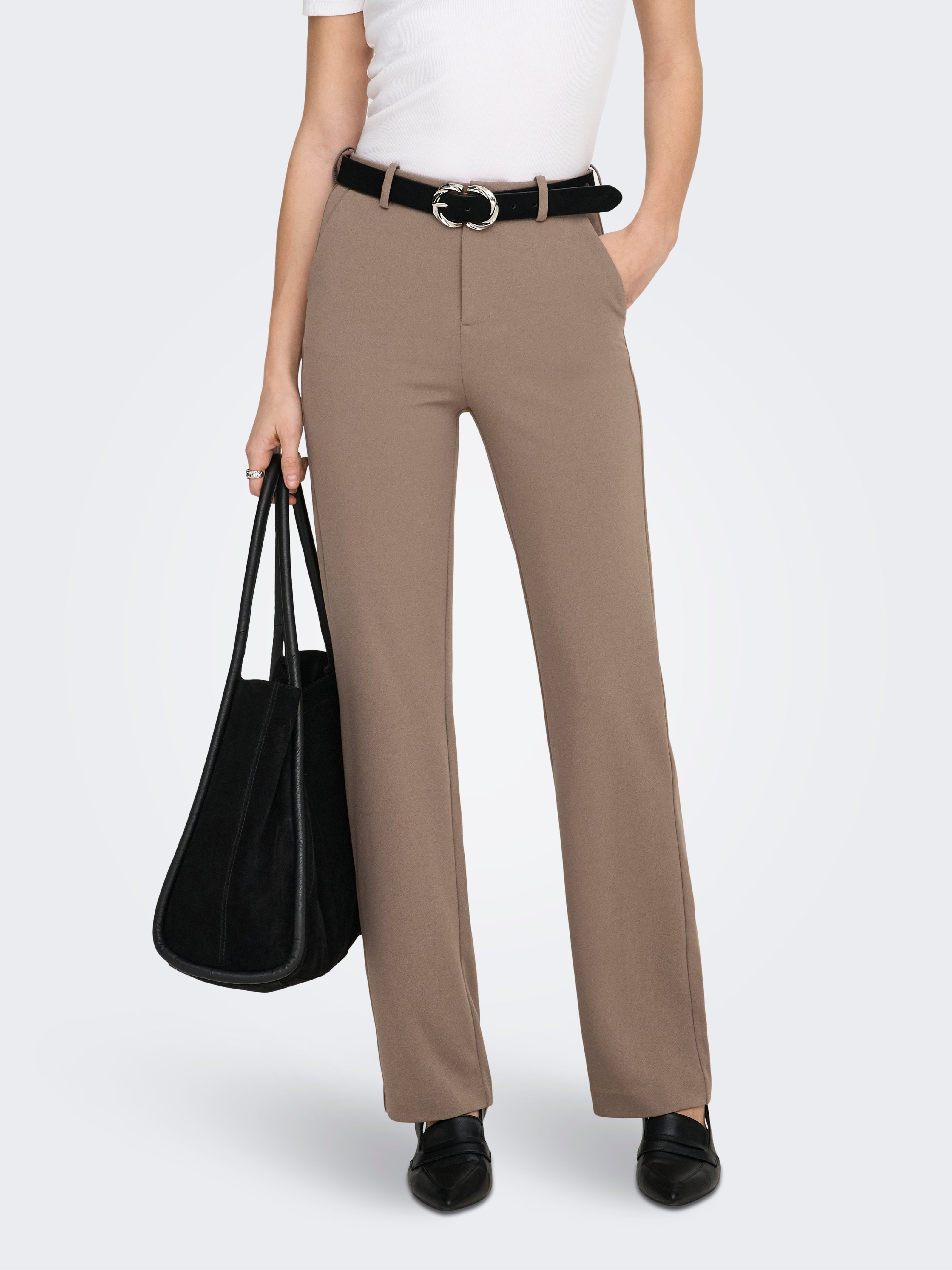 Only Onlraffy-Yo Life Mid Straight Pant - Pantaloni Donna, Fit Dritto, Vita Media, Colore TLR, 100% Cotone