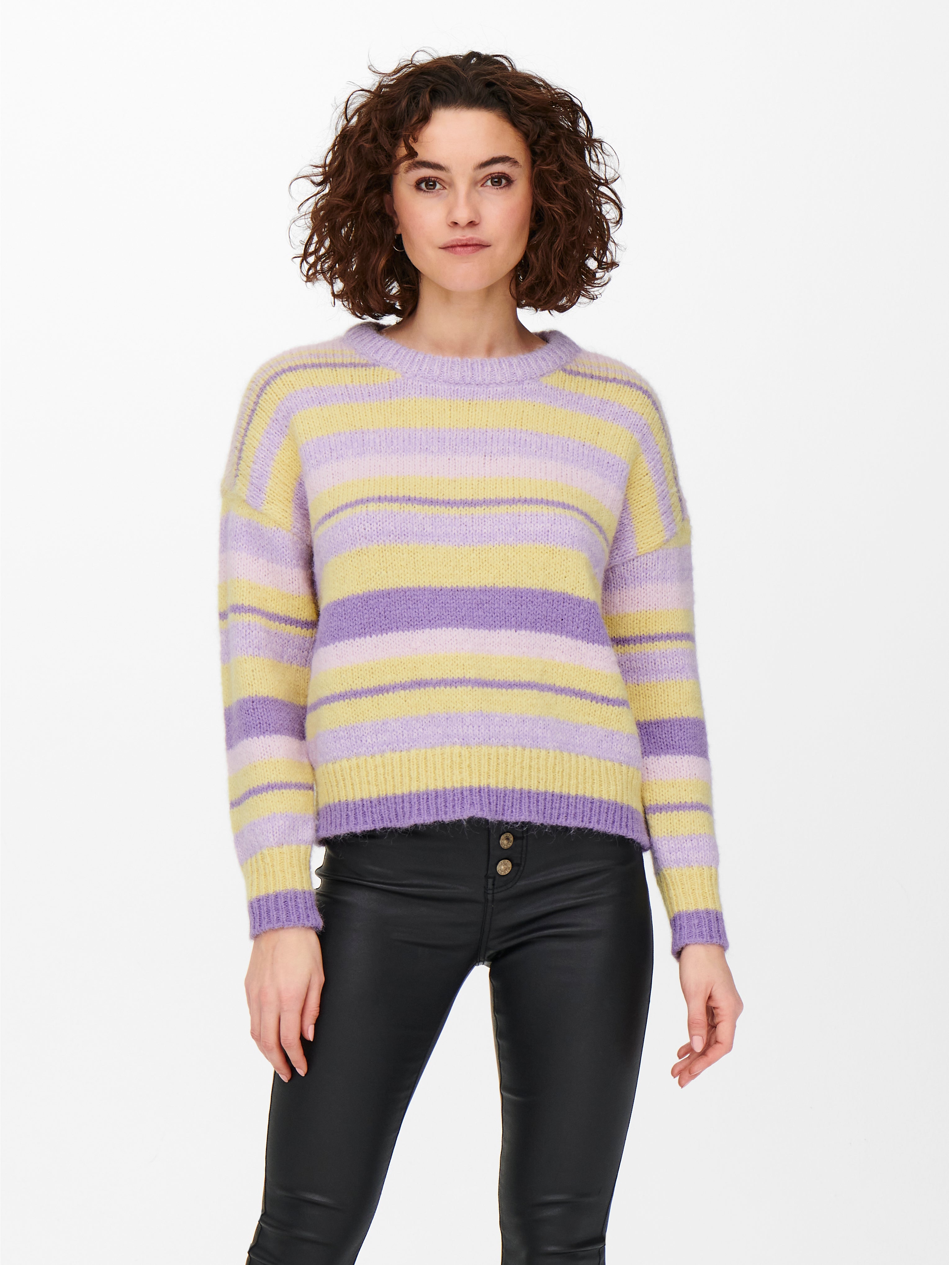 Striped Knitted Pullover | Medium Purple | ONLY®